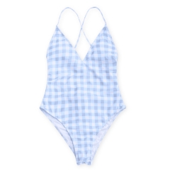 Plaid High Cut One Piece Swimsuit