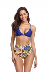 2019 High Waisted Printed Bottom Two Piece Beaching Suit