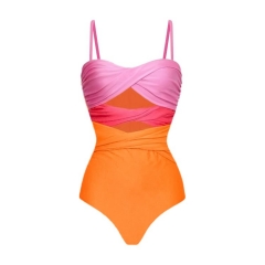 Color Block Cross straps One Piece Swimsuit