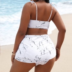 2023 New Large Bikini Three Piece Swimwear Sexy European and American Swimwear Foreign Trade High Waist Amazon Stock