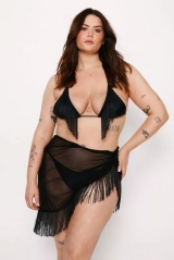 Plus Size Recycled  Triangle Bikini Set With Sarong